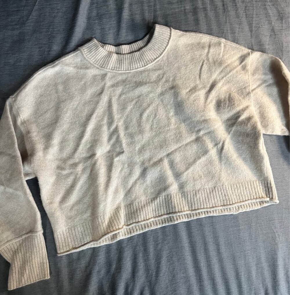 Anthropologie The Cashmere Collection Oatmeal Cropped Sweater Size S